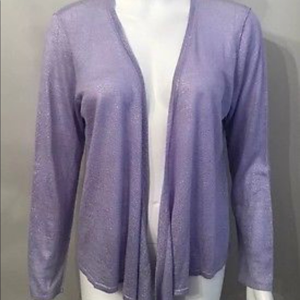 Chico’s Lavender Shimmer Rayon Viscose cardigan 3